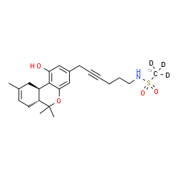 ChemSpider 2D Image | N-{6-[(6aR,10aR)-1-Hydroxy-6,6,9-trimethyl-6a,7,10,10a-tetrahydro-6H-benzo[c]chromen-3-yl]-4-hexyn-1-yl}(~13~C,~2~H_3_)methanesulfonamide | C2213CH28D3NO4S