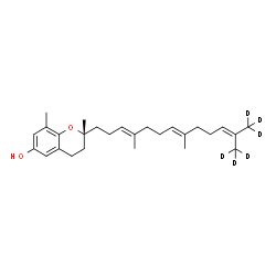 ChemSpider 2D Image | (2R)-2-[(3E,7E)-4,8-Dimethyl-12-(~2~H_3_)methyl(13,13,13-~2~H_3_)-3,7,11-tridecatrien-1-yl]-2,8-dimethyl-6-chromanol | C27H34D6O2