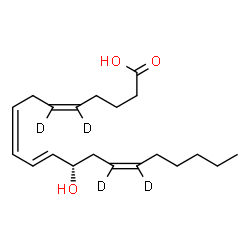 ChemSpider 2D Image | (5Z,8Z,10E,12S,14Z)-12-Hydroxy(5,6,14,15-~2~H_4_)-5,8,10,14-icosatetraenoic acid | C20H28D4O3
