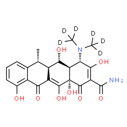 ChemSpider 2D Image | (4S,4aR,5S,5aR,6R,12aS)-4-{Bis[(~2~H_3_)methyl]amino}-3,5,10,12,12a-pentahydroxy-6-methyl-1,11-dioxo-1,4,4a,5,5a,6,11,12a-octahydro-2-tetracenecarboxamide | C22H18D6N2O8