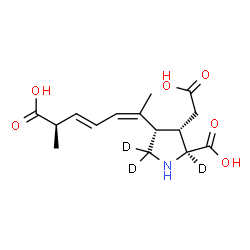 ChemSpider 2D Image | (3S,4S)-4-[(2Z,4E,6R)-6-Carboxy-2,4-heptadien-2-yl]-3-(carboxymethyl)-L-(2,5,5-~2~H_3_)proline | C15H18D3NO6