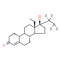 ChemSpider 2D Image | (8R,10R,13S,17R)-13-Ethyl-17-[(1,1,2,2-~2~H_4_)ethyl]-17-hydroxy-1,2,6,7,8,9,10,11,12,13,14,15,16,17-tetradecahydro-3H-cyclopenta[a]phenanthren-3-one (non-preferred name) | C21H28D4O2