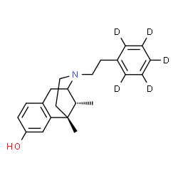 ChemSpider 2D Image | (1R,13R)-1,13-Dimethyl-10-[2-(~2~H_5_)phenylethyl]-10-azatricyclo[7.3.1.0~2,7~]trideca-2,4,6-trien-4-ol | C22H22D5NO