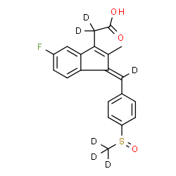 ChemSpider 2D Image | {(1Z)-5-Fluoro-2-methyl-1-[{4-[(~2~H_3_)methylsulfinyl]phenyl}(~2~H)methylene]-1H-inden-3-yl}(~2~H_2_)acetic acid | C20H11D6FO3S