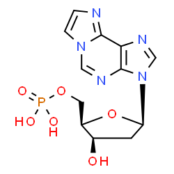 ChemSpider 2D Image | 3-(2-Deoxy-5-O-phosphono-beta-D-threo-pentofuranosyl)-3H-imidazo[2,1-i]purine | C12H14N5O6P