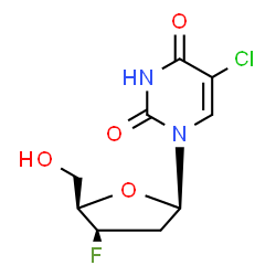 ChemSpider 2D Image | 5-Chloro-1-(2,3-dideoxy-3-fluoro-beta-D-threo-pentofuranosyl)-2,4(1H,3H)-pyrimidinedione | C9H10ClFN2O4