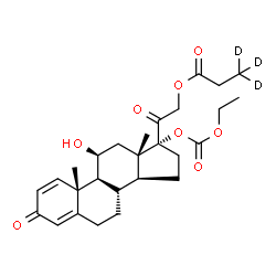 ChemSpider 2D Image | (11beta)-17-[(Ethoxycarbonyl)oxy]-11-hydroxy-3,20-dioxopregna-1,4-dien-21-yl (3,3,3-~2~H_3_)propanoate | C27H33D3O8
