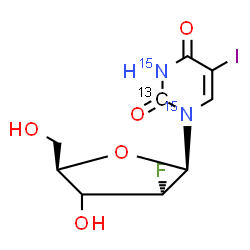ChemSpider 2D Image | (3xi)-2'-Deoxy-2'-fluoro-5-iodo(2-~13~C,~15~N_2_)uridine | C813CH10FI15N2O5