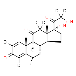 ChemSpider 2D Image | 17,21-Dihydroxy(2,4,6,9,12,12,21,21-~2~H_8_)pregna-1,4-diene-3,11,20-trione | C21H18D8O5