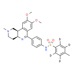 ChemSpider 2D Image | N-{4-[(4aS,10bR)-8,9-Dimethoxy-2-methyl-1,2,3,4,4a,10b-hexahydrobenzo[c][1,6]naphthyridin-6-yl]phenyl}-4-methyl(~2~H_4_)benzenesulfonamide | C28H27D4N3O4S