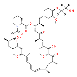 ChemSpider 2D Image | (1R,9S,12S,15R,16E,18R,19R,21R,23S,24E,26E,28E,30S,32S,35R)-1,18-Dihydroxy-12-{(2R)-1-[(1S,3R,4R)-4-{[2-hydroxy(~2~H_4_)ethyl]oxy}-3-methoxycyclohexyl]-2-propanyl}-19,30-dimethoxy-15,17,21,23,29,35-he
xamethyl-11,36-dioxa-4-azatricyclo[30.3.1.0~4,9~]hexatriaconta-16,24,26,28-tetraene-2,3,10,14,20-pentone | C53H79D4NO14