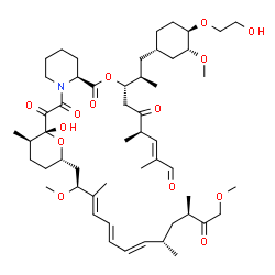 ChemSpider 2D Image | (2R,3S,6R,7E)-1-[(1S,3R,4R)-4-(2-Hydroxyethoxy)-3-methoxycyclohexyl]-2,6,8-trimethyl-5,9-dioxo-7-nonen-3-yl (2S)-1-[{(2R,3R,6S)-6-[(2S,3E,5E,7E,9S,11R)-2,13-dimethoxy-3,9,11-trimethyl-12-oxo-3,5,7-tri
decatrien-1-yl]-2-hydroxy-3-methyltetrahydro-2H-pyran-2-yl}(oxo)acetyl]-2-piperidinecarboxylate | C53H83NO14