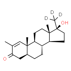 ChemSpider 2D Image | (5alpha,17beta)-17-Hydroxy-2-methyl-17-(~2~H_3_)methylandrost-1-en-3-one | C21H29D3O2