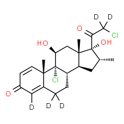 ChemSpider 2D Image | (11beta,16alpha)-9,21-Dichloro-11,17-dihydroxy-16-methyl(4,6,6,21,21-~2~H_5_)pregna-1,4-diene-3,20-dione | C22H23D5Cl2O4