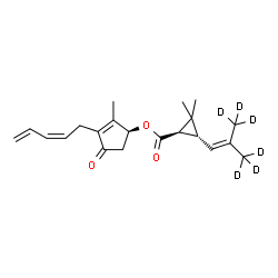 ChemSpider 2D Image | (1S)-2-Methyl-4-oxo-3-[(2Z)-2,4-pentadien-1-yl]-2-cyclopenten-1-yl (1R,3R)-2,2-dimethyl-3-[2-(~2~H_3_)methyl(3,3,3-~2~H_3_)-1-propen-1-yl]cyclopropanecarboxylate | C21H22D6O3