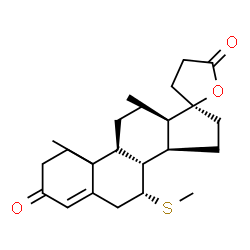 ChemSpider 2D Image | (7R,8R,9S,13S,14S,17R)-10,13-Dimethyl-7-(methylsulfanyl)-1,6,7,8,9,10,11,12,13,14,15,16-dodecahydro-3'H-spiro[cyclopenta[a]phenanthrene-17,2'-furan]-3,5'(2H,4'H)-dione | C23H32O3S