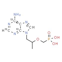 ChemSpider 2D Image | [({1-[6-Amino(~13~C_5_)-9H-purin-9-yl]-2-propanyl}oxy)methyl]phosphonic acid | C413C5H14N5O4P