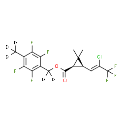 ChemSpider 2D Image | [2,3,5,6-Tetrafluoro-4-(~2~H_3_)methylphenyl](~2~H_2_)methyl (1R,3R)-3-[(1Z)-2-chloro-3,3,3-trifluoro-1-propen-1-yl]-2,2-dimethylcyclopropanecarboxylate | C17H9D5ClF7O2
