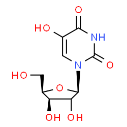 ChemSpider 2D Image | 5-Hydroxy-1-[(2xi)-beta-D-threo-pentofuranosyl]-2,4(1H,3H)-pyrimidinedione | C9H12N2O7