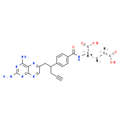 ChemSpider 2D Image | N-{4-[1-(2,4-Diamino-6-pteridinyl)-4-pentyn-2-yl]benzoyl}-L-(~15~C_5_)glutamic acid | C1815C5H23N7O5