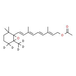 ChemSpider 2D Image | (2E,4E,6E,8E)-9-[2,2-Dimethyl-6-(~2~H_3_)methyl(5,5-~2~H_2_)-7-oxabicyclo[4.1.0]hept-1-yl]-3,7-dimethyl-2,4,6,8-nonatetraen-1-yl acetate | C22H27D5O3