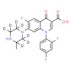ChemSpider 2D Image | 1-(2,4-Difluorophenyl)-6-fluoro-7-[3-methyl(2,2,3,5,5,6,6-~2~H_7_)-1-piperazinyl]-4-oxo-1,4-dihydro-3-quinolinecarboxylic acid | C21H11D7F3N3O3