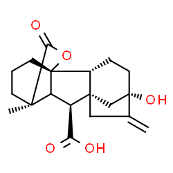 ChemSpider 2D Image | (1R,2R,5S,8S,9S,11R)-5-Hydroxy-11-methyl-6-methylene-16-oxo-15-oxapentacyclo[9.3.2.1~5,8~.0~1,10~.0~2,8~]heptadecane-9-carboxylic acid | C19H24O5
