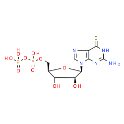 ChemSpider 2D Image | 2-Amino-9-{(3xi)-5-O-[hydroxy(phosphonooxy)phosphoryl]-beta-D-threo-pentofuranosyl}-1,9-dihydro-6H-purine-6-thione | C10H15N5O10P2S