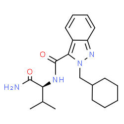 ChemSpider 2D Image | N-[(2S)-1-Amino-3-methyl-1-oxo-2-butanyl]-2-(cyclohexylmethyl)-2H-indazole-3-carboxamide | C20H28N4O2