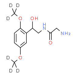 ChemSpider 2D Image | N-(2-{2,5-Bis[(~2~H_3_)methyloxy]phenyl}-2-hydroxyethyl)glycinamide | C12H12D6N2O4