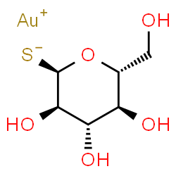 ChemSpider 2D Image | Gold(1+) (2R,3R,4S,5S,6R)-3,4,5-trihydroxy-6-(hydroxymethyl)tetrahydro-2H-pyran-2-thiolate | C6H11AuO5S