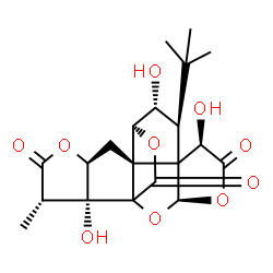 ChemSpider 2D Image | (3R,6R,8S,9R,10S,11S,13S,16S,17R)-6,9,17-Trihydroxy-16-methyl-8-(2-methyl-2-propanyl)-2,4,14,19-tetraoxahexacyclo[8.7.2.0~1,11~.0~3,7~.0~7,11~.0~13,17~]nonadecane-5,15,18-trione | C20H24O10
