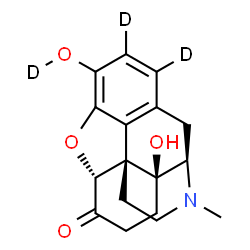 ChemSpider 2D Image | (5alpha)-14-Hydroxy-3-(~2~H)hydroxy-17-methyl(1,2-~2~H_2_)-4,5-epoxymorphinan-6-one | C17H16D3NO4