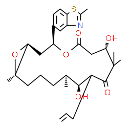 ChemSpider 2D Image | (1S,3S,7S,11S,12S,16R)-10-Allyl-7,11-dihydroxy-8,8,12,16-tetramethyl-3-(2-methyl-1,3-benzothiazol-5-yl)-4,17-dioxabicyclo[14.1.0]heptadecane-5,9-dione | C30H41NO6S