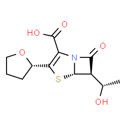 ChemSpider 2D Image | (5S,6R)-6-[(1S)-1-Hydroxyethyl]-7-oxo-3-[(2S)-tetrahydro-2-furanyl]-4-thia-1-azabicyclo[3.2.0]hept-2-ene-2-carboxylic acid | C12H15NO5S