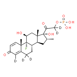 ChemSpider 2D Image | (11beta,16alpha)-9-Fluoro-11,17-dihydroxy-16-methyl-3,20-dioxo(4,6,6,21,21-~2~H_5_)pregna-1,4-dien-21-yl dihydrogen phosphate | C22H25D5FO8P
