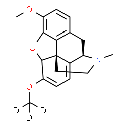 ChemSpider 2D Image | 3-Methoxy-17-methyl-6-[(~2~H_3_)methyloxy]-6,7,8,14-tetradehydro-4,5-epoxymorphinan | C19H18D3NO3