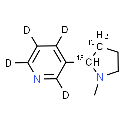 ChemSpider 2D Image | 3-[1-Methyl(2,3-~13~C_2_)-2-pyrrolidinyl](~2~H_4_)pyridine | C813C2H10D4N2