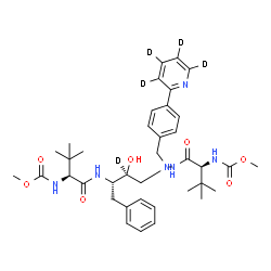 ChemSpider 2D Image | Methyl [(5S,10S,11S,14S)-11-benzyl-10-hydroxy-15,15-dimethyl-5-(2-methyl-2-propanyl)-3,6,13-trioxo-8-{4-[(~2~H_4_)-2-pyridinyl]benzyl}(10-~2~H)-2-oxa-4,7,8,12-tetraazahexadecan-14-yl]carbamate | C38H47D5N6O7