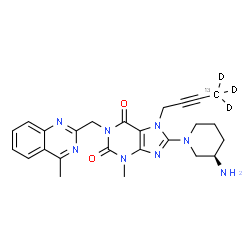 ChemSpider 2D Image | 8-[(3R)-3-Amino-1-piperidinyl]-7-[(4-~13~C,4,4,4-~2~H_3_)-2-butyn-1-yl]-3-methyl-1-[(4-methyl-2-quinazolinyl)methyl]-3,7-dihydro-1H-purine-2,6-dione | C2413CH25D3N8O2