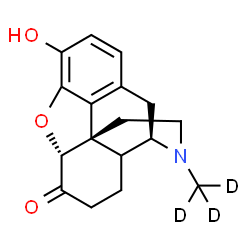ChemSpider 2D Image | (5alpha)-3-Hydroxy-17-(~2~H_3_)methyl-4,5-epoxymorphinan-6-one | C17H16D3NO3