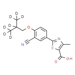 ChemSpider 2D Image | 2-(3-Cyano-4-{[2-(~2~H_3_)methyl(2,3,3,3-~2~H_4_)propyl]oxy}phenyl)-4-methyl-1,3-thiazole-5-carboxylic acid | C16H9D7N2O3S