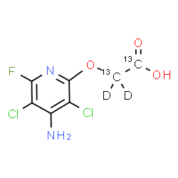 ChemSpider 2D Image | [(4-Amino-3,5-dichloro-6-fluoro-2-pyridinyl)oxy](~13~C_2_,~2~H_2_)acetic acid | C513C2H3D2Cl2FN2O3