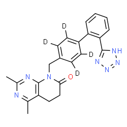 ChemSpider 2D Image | 2,4-Dimethyl-8-{[2'-(1H-tetrazol-5-yl)(2,3,5,6-~2~H_4_)-4-biphenylyl]methyl}-5,8-dihydropyrido[2,3-d]pyrimidin-7(6H)-one | C23H17D4N7O