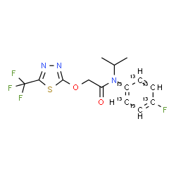 ChemSpider 2D Image | N-[4-Fluoro(~13~C_6_)phenyl]-N-isopropyl-2-{[5-(trifluoromethyl)-1,3,4-thiadiazol-2-yl]oxy}acetamide | C813C6H13F4N3O2S
