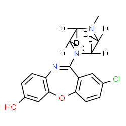 ChemSpider 2D Image | 2-Chloro-11-[4-methyl(~2~H_8_)-1-piperazinyl]dibenzo[b,f][1,4]oxazepin-7-ol | C18H10D8ClN3O2