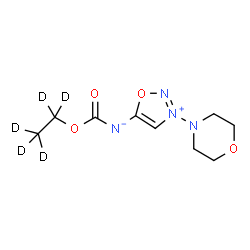 ChemSpider 2D Image | {[(~2~H_5_)Ethyloxy]carbonyl}[3-(4-morpholinyl)-1,2,3-oxadiazol-3-ium-5-yl]azanide | C9H9D5N4O4