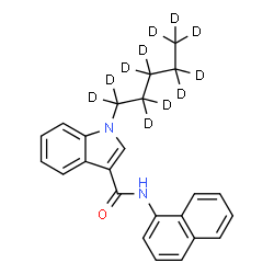 ChemSpider 2D Image | N-(1-Naphthyl)-1-(~2~H_11_)pentyl-1H-indole-3-carboxamide | C24H13D11N2O