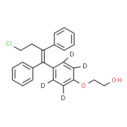 ChemSpider 2D Image | 2-({4-[(1Z)-4-Chloro-1,2-diphenyl-1-buten-1-yl](~2~H_4_)phenyl}oxy)ethanol | C24H19D4ClO2