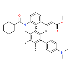 ChemSpider 2D Image | Methyl (2E)-3-{3-[(cyclohexylcarbonyl){[4'-(dimethylamino)(2,3,5,6-~2~H_4_)-4-biphenylyl]methyl}amino]phenyl}acrylate | C32H32D4N2O3